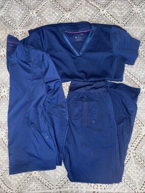 healing hands Navy Scrub Set and Jacket